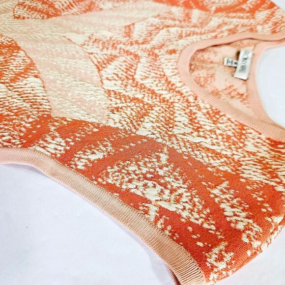 Ronny Kobo Tropez Blister Stitch Victoria Midi Textured Dress Coral Nude Combo M - Picture 11 of 13